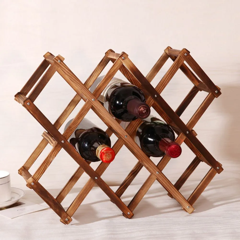 10 Bottle Wooden Wine Rack Holder Shelf