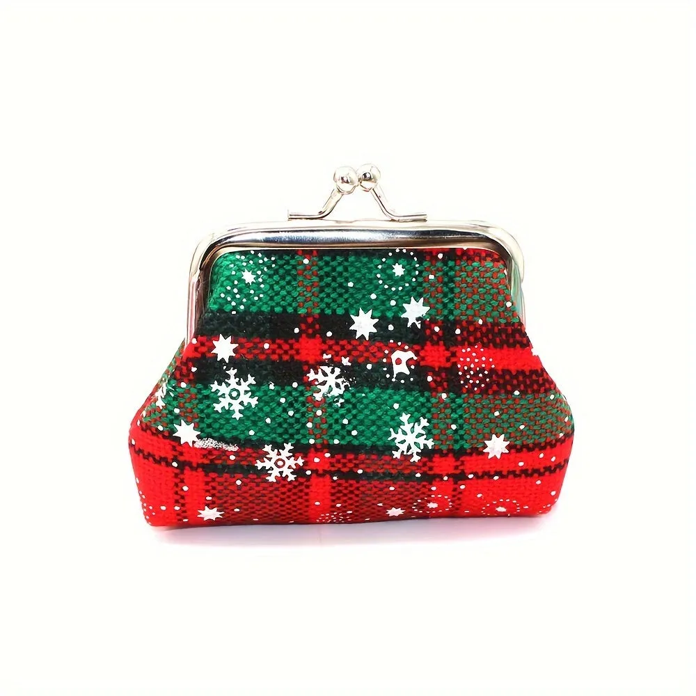 1pc Girl's Christmas Gift Bag, Snow Pattern Purse, Jewelry Storage Bag for stocking stuffers