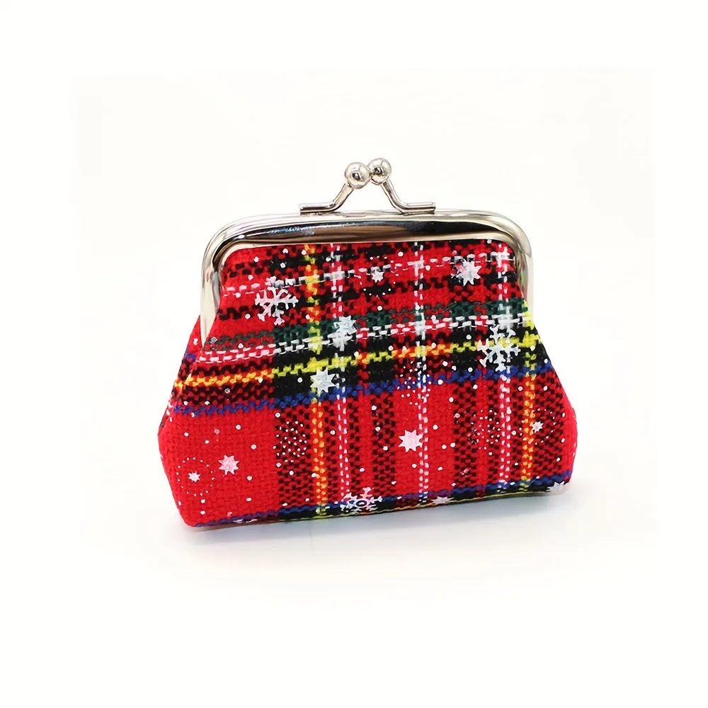 1pc Girl's Christmas Gift Bag, Snow Pattern Purse, Jewelry Storage Bag for stocking stuffers