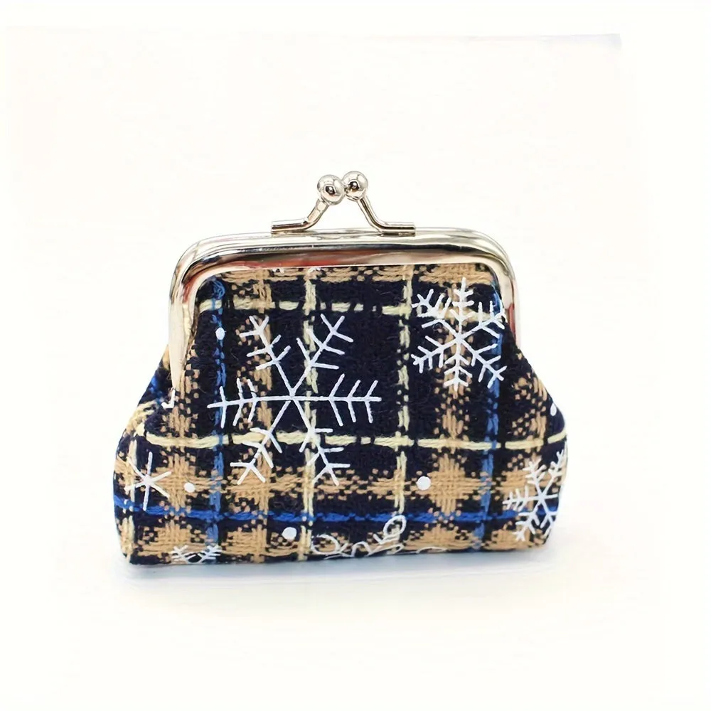 1pc Girl's Christmas Gift Bag, Snow Pattern Purse, Jewelry Storage Bag for stocking stuffers