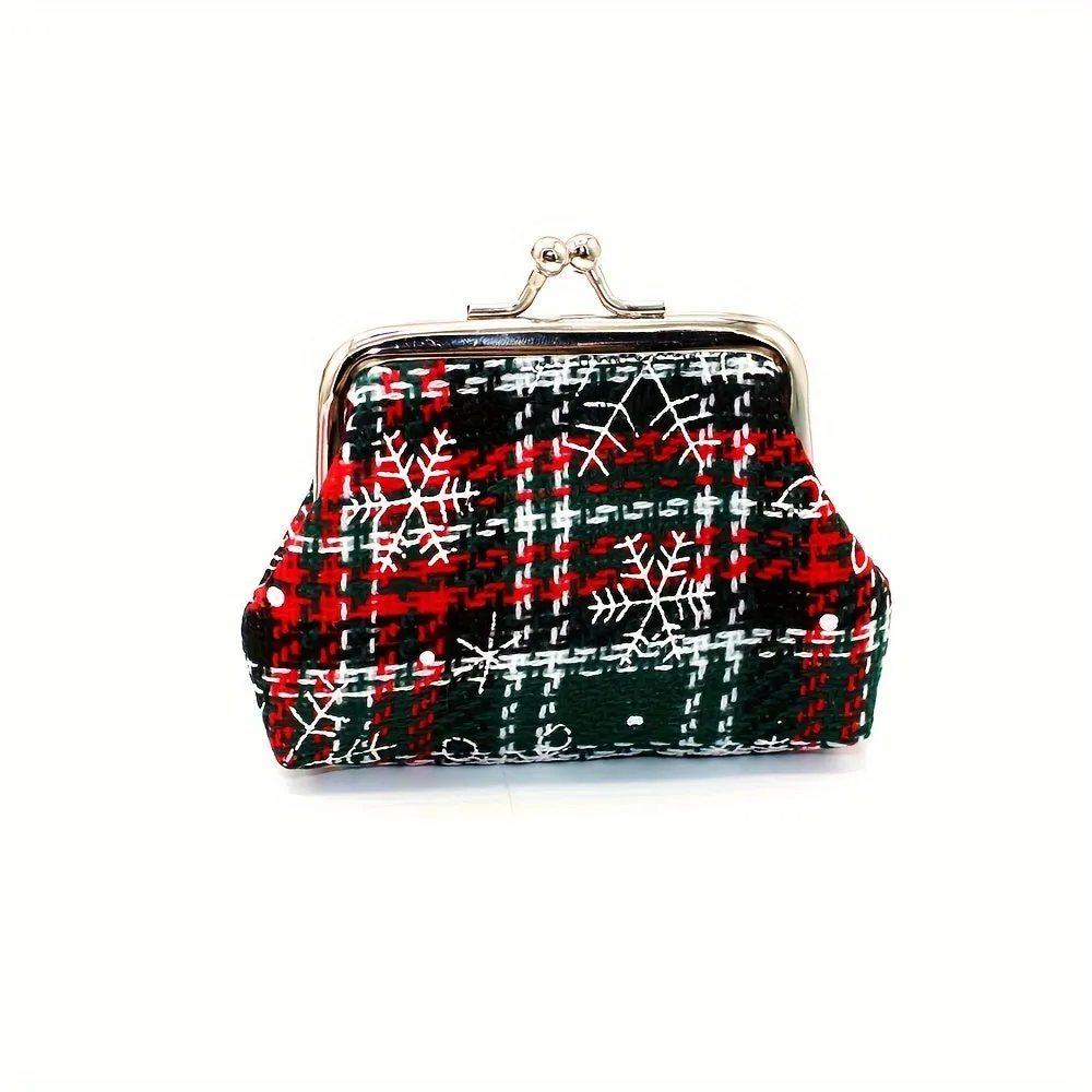 1pc Girl's Christmas Gift Bag, Snow Pattern Purse, Jewelry Storage Bag for stocking stuffers