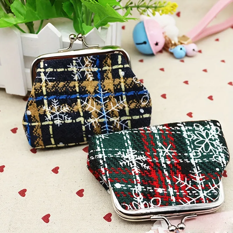 1pc Girl's Christmas Gift Bag, Snow Pattern Purse, Jewelry Storage Bag for stocking stuffers