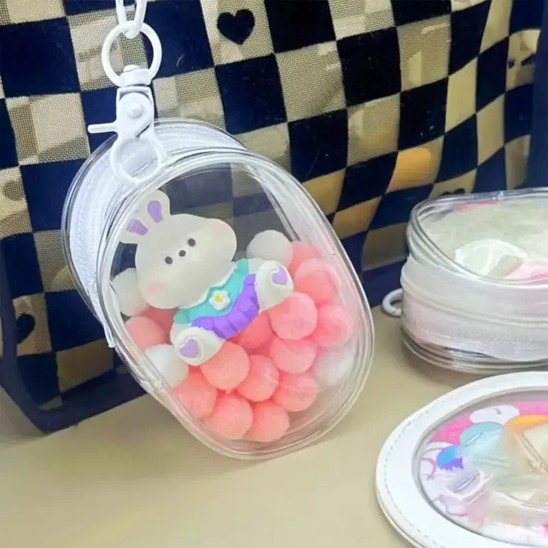 2pcs mini and portable transparent cable organizer box for storing data cable chargers, headphones, jewelry, etc., keychain bags for outdoor travel