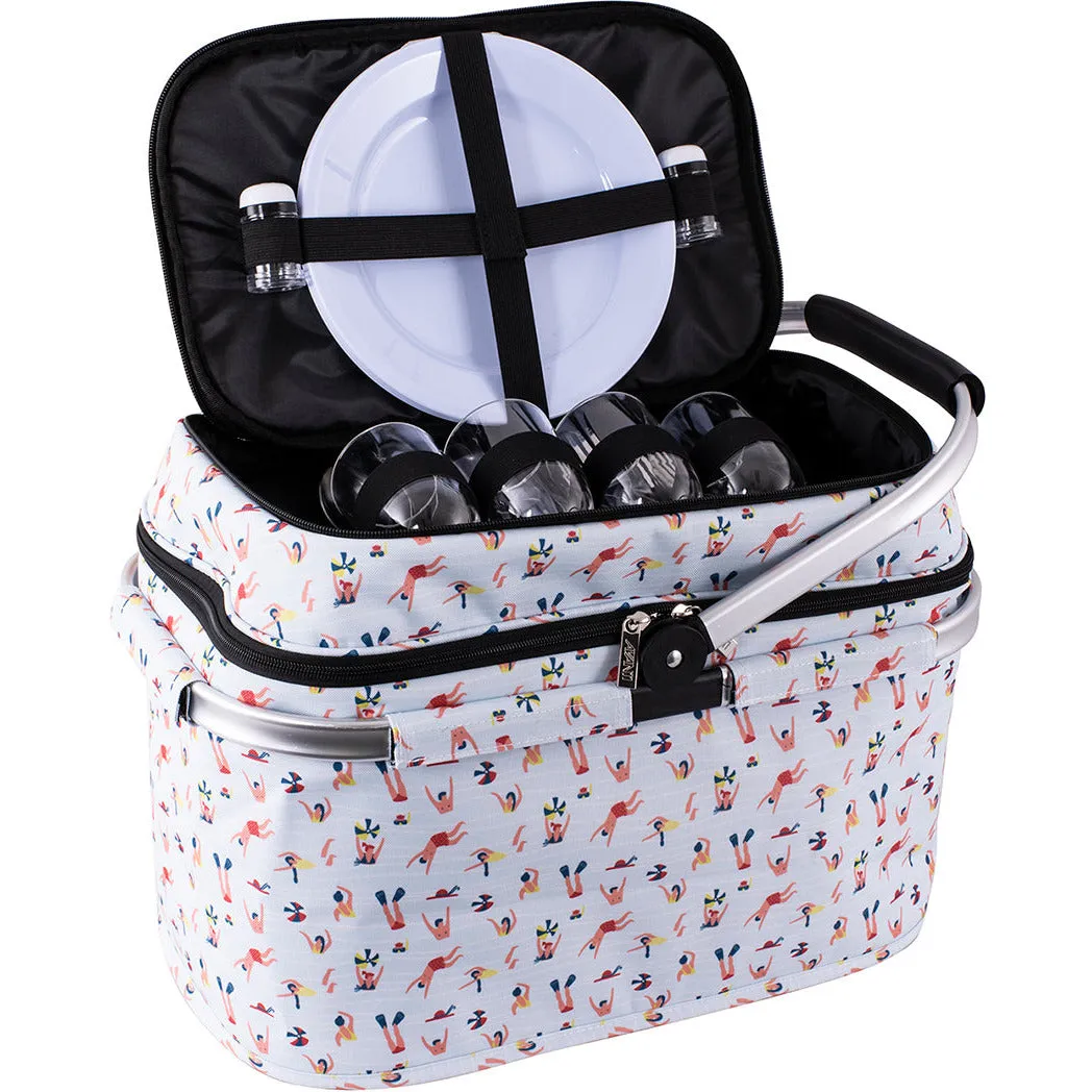 4 Person Insulated Picnic Basket - Tropical Swimmer