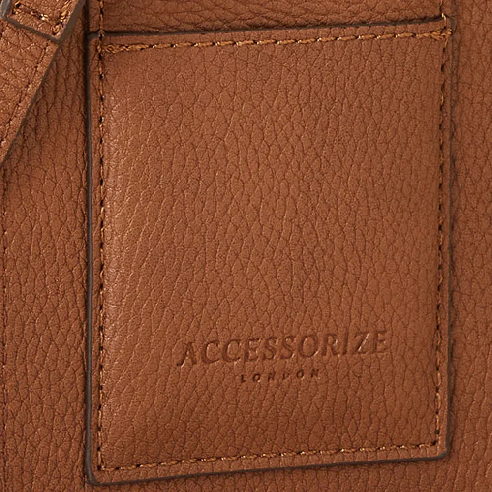 Accessorize London Women's Faux Leather Tan Envelope Phone Bag