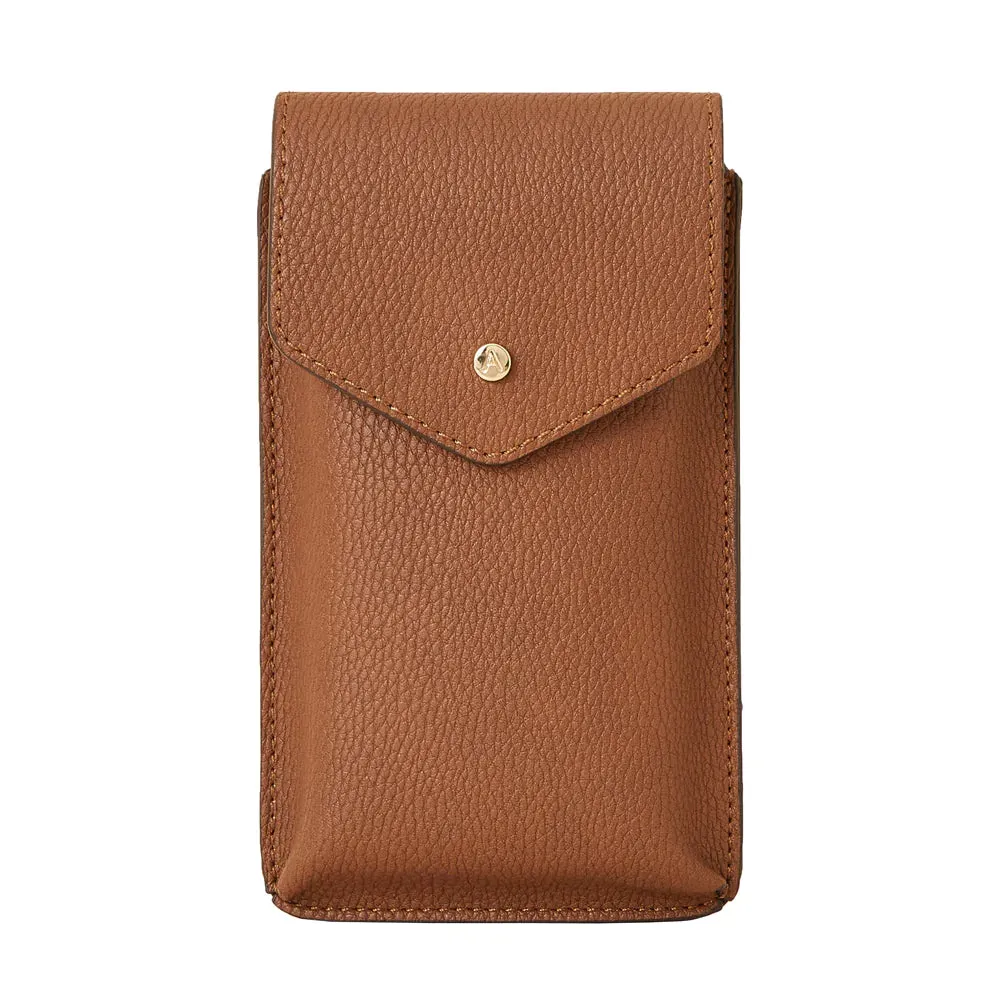 Accessorize London Women's Faux Leather Tan Envelope Phone Bag