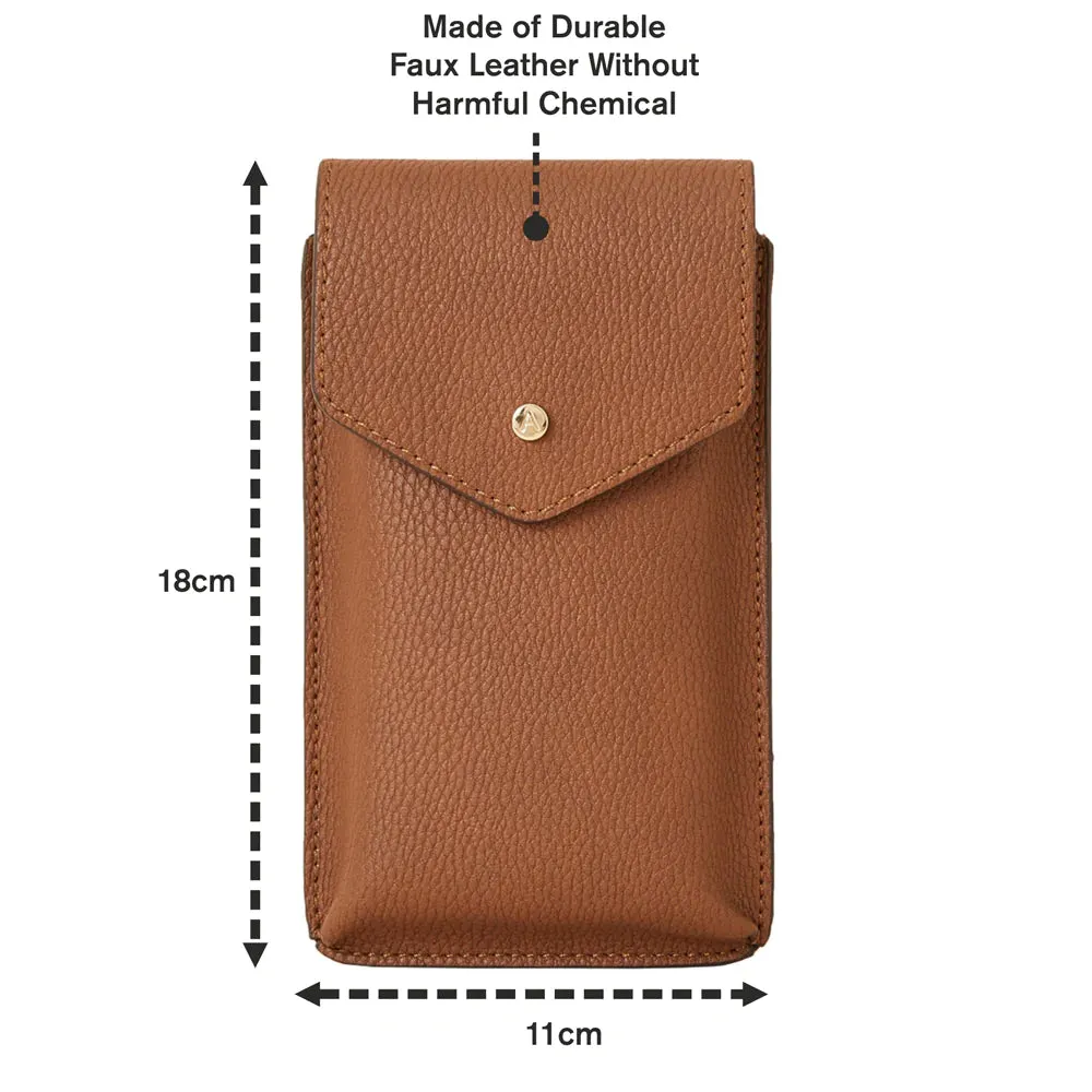 Accessorize London Women's Faux Leather Tan Envelope Phone Bag