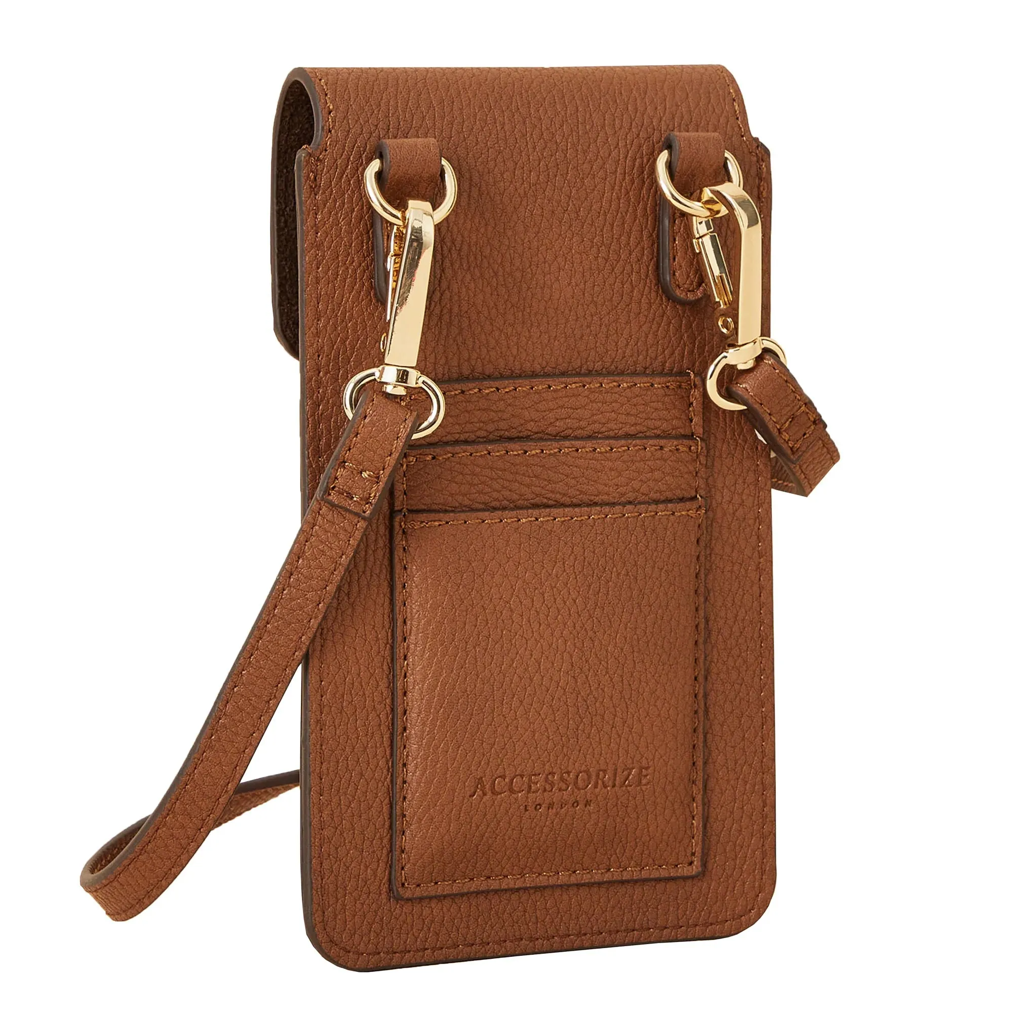 Accessorize London Women's Faux Leather Tan Envelope Phone Bag