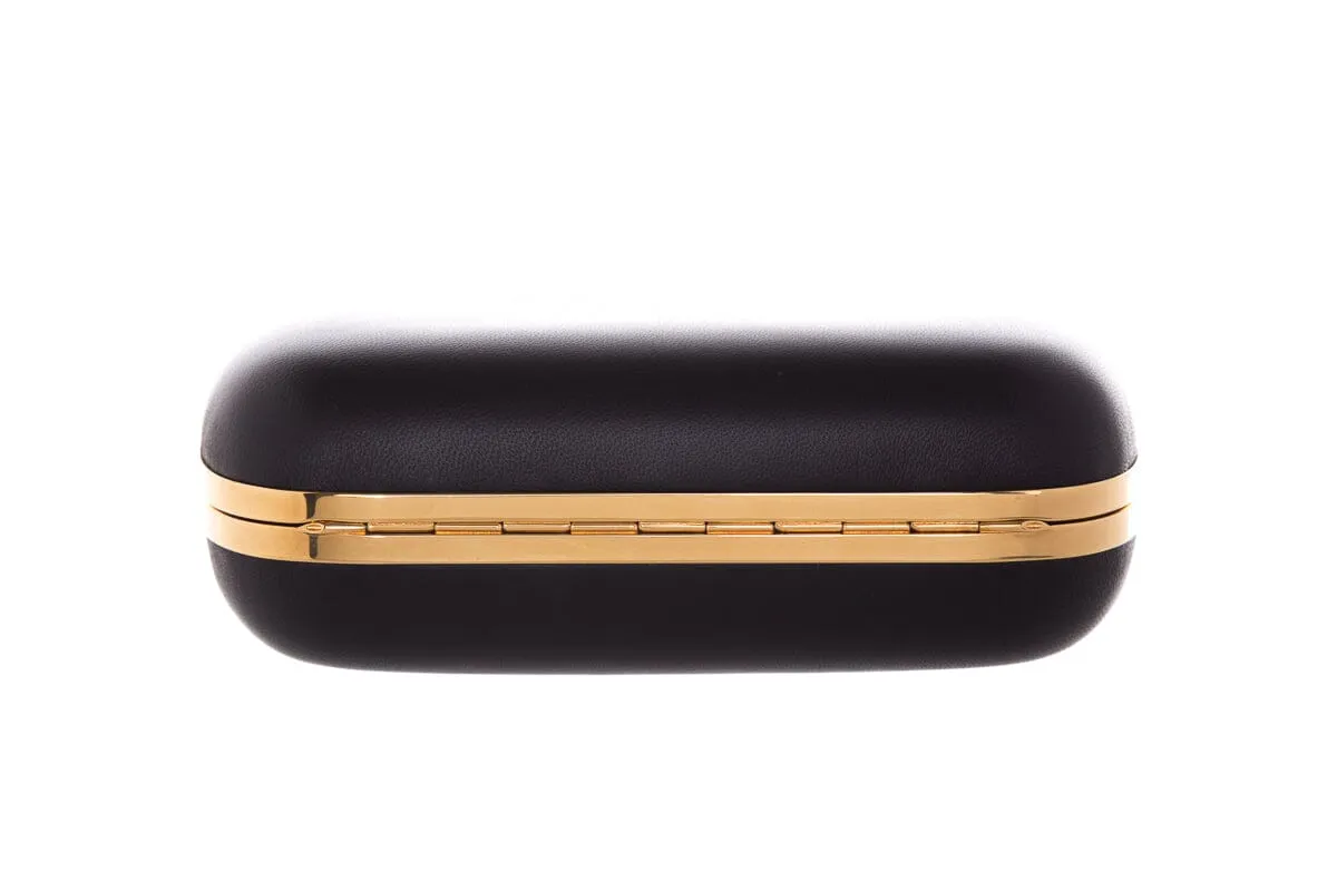 Alexander McQueen King & Queen Black Nappa Leather & Gold Hardware Clutch