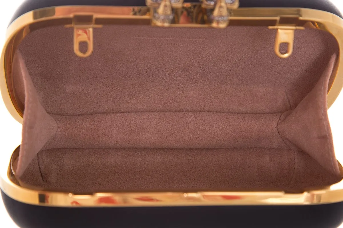 Alexander McQueen King & Queen Black Nappa Leather & Gold Hardware Clutch