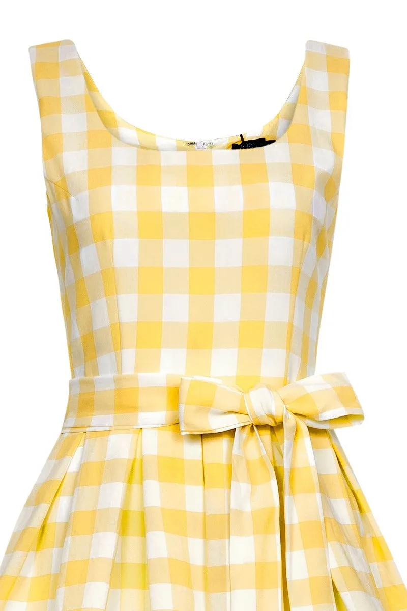 Amanda Yellow Gingham Swing Dress