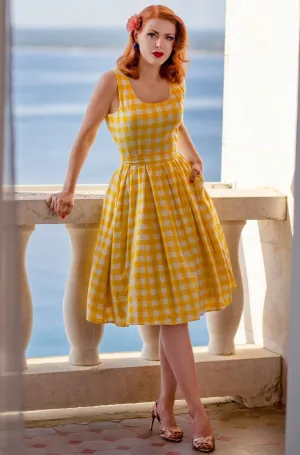 Amanda Yellow Gingham Swing Dress