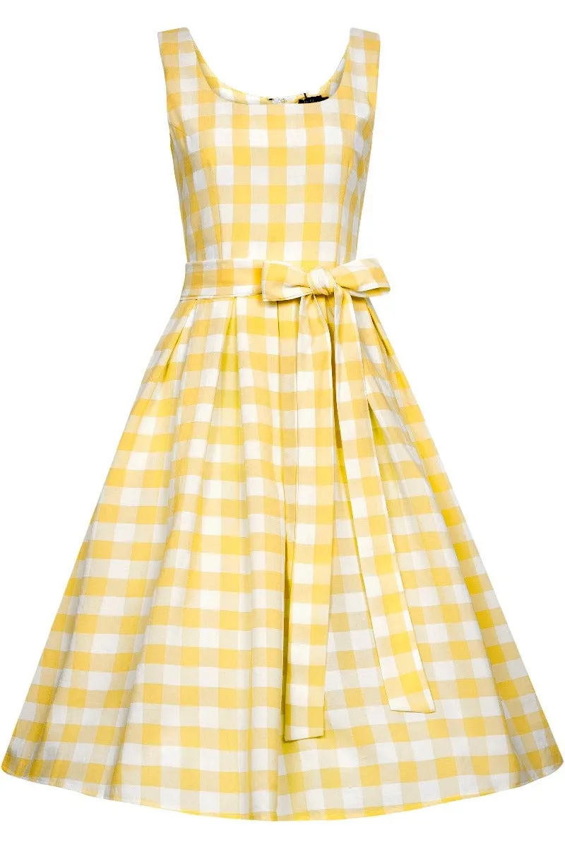 Amanda Yellow Gingham Swing Dress