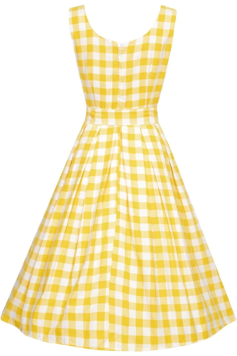 Amanda Yellow Gingham Swing Dress