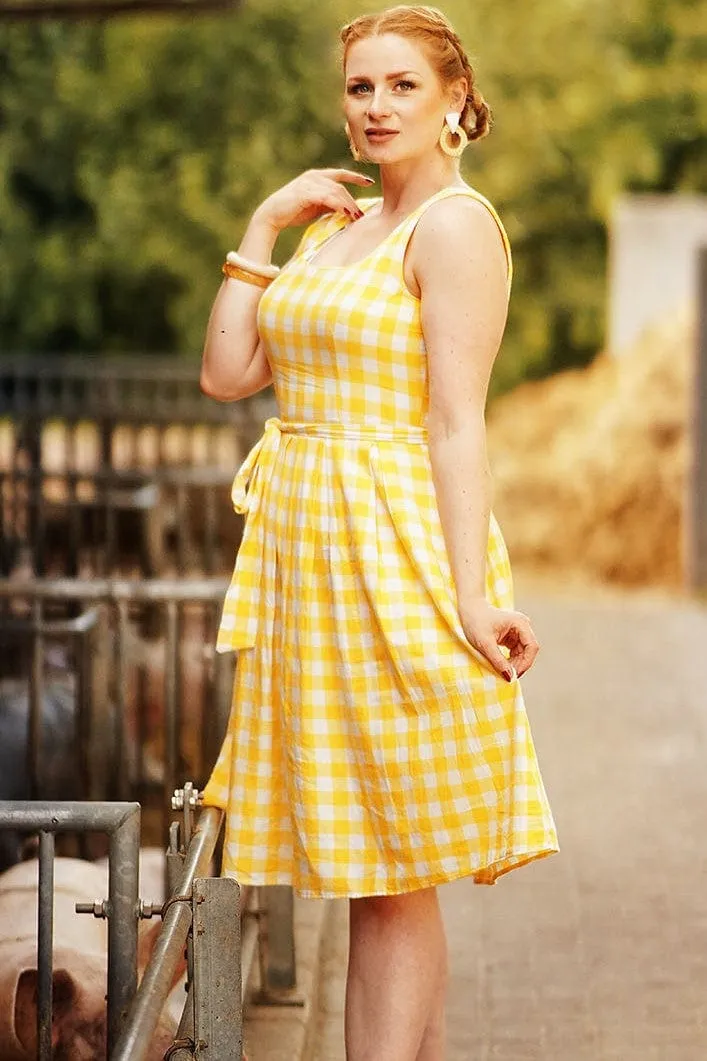 Amanda Yellow Gingham Swing Dress