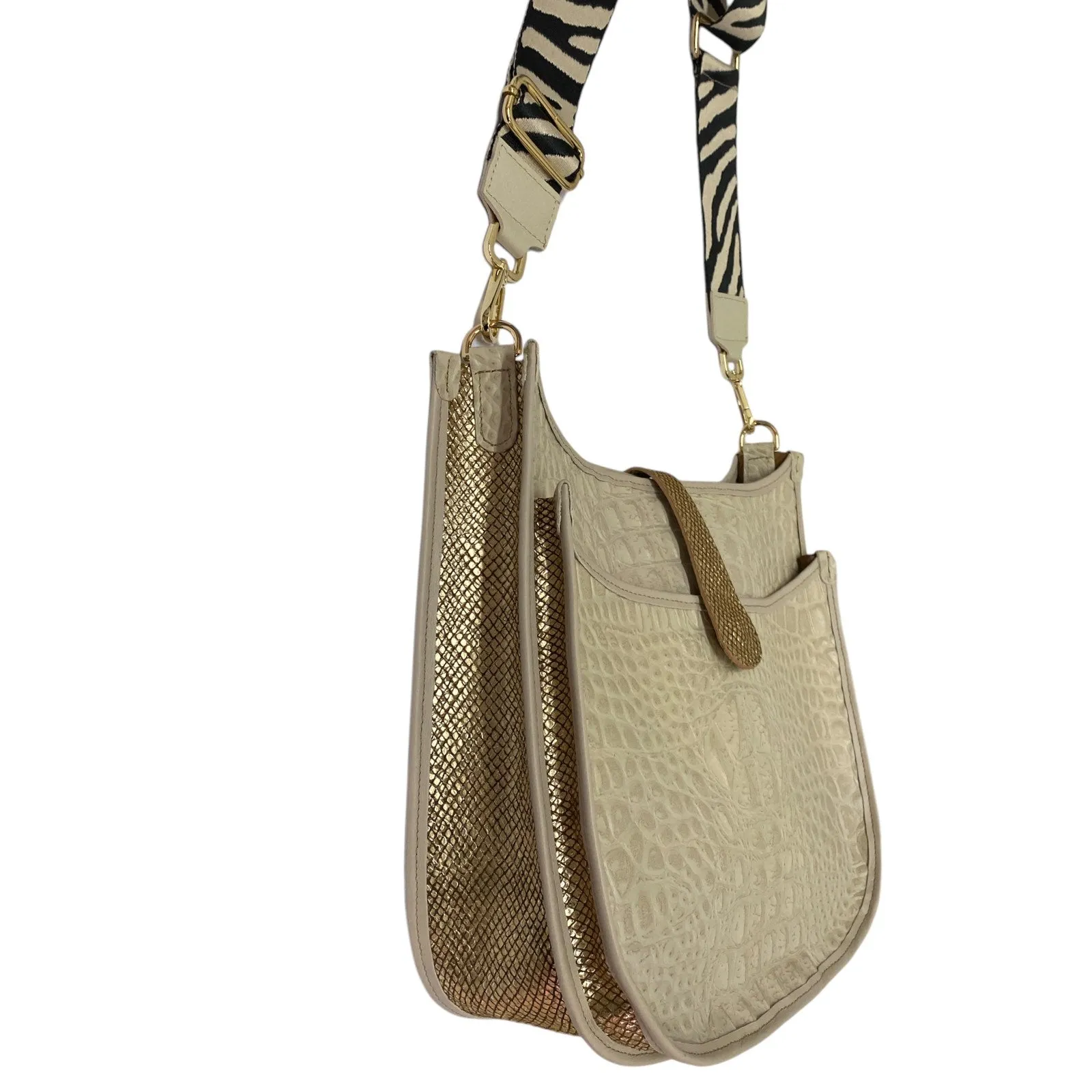 ANNA. BEIGE CHIC LEATHER MESSENGER