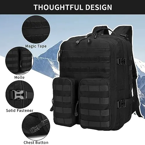 Aodethon Military Tactical Backpack,3 Day Assault Pack Molle Bag Waterproof Bug Out Bag with Molle System for Men and Women Rucksack for Camping Trekking Hiking Hunting Army