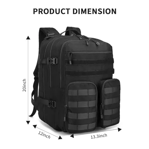 Aodethon Military Tactical Backpack,3 Day Assault Pack Molle Bag Waterproof Bug Out Bag with Molle System for Men and Women Rucksack for Camping Trekking Hiking Hunting Army