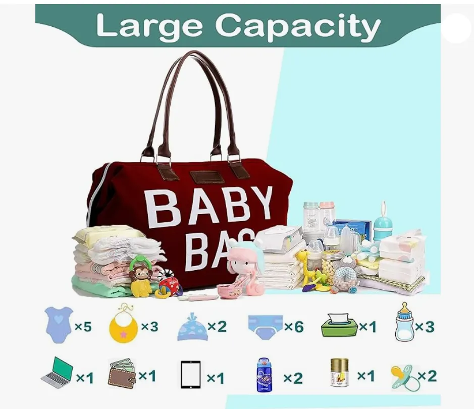 Baby Diaper Bag - Hospital & Travel Ready ( BURGUNDY)