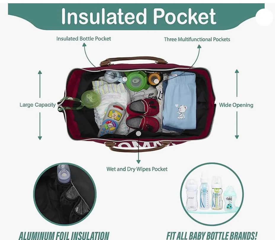 Baby Diaper Bag - Hospital & Travel Ready ( BURGUNDY)
