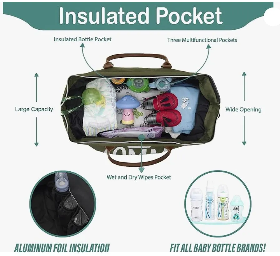 Baby Diaper Bag - Hospital & Travel Ready ( GREEN )