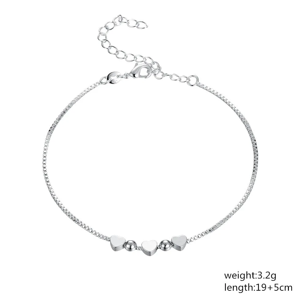 Beautiful fashion Elegant Gold color silver color 4MM beads chain women Letter cute Bracelet high quality Gorgeous jewelry H198