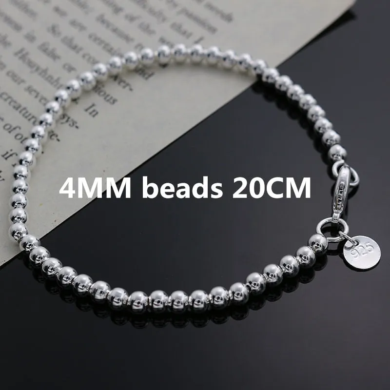 Beautiful fashion Elegant Gold color silver color 4MM beads chain women Letter cute Bracelet high quality Gorgeous jewelry H198