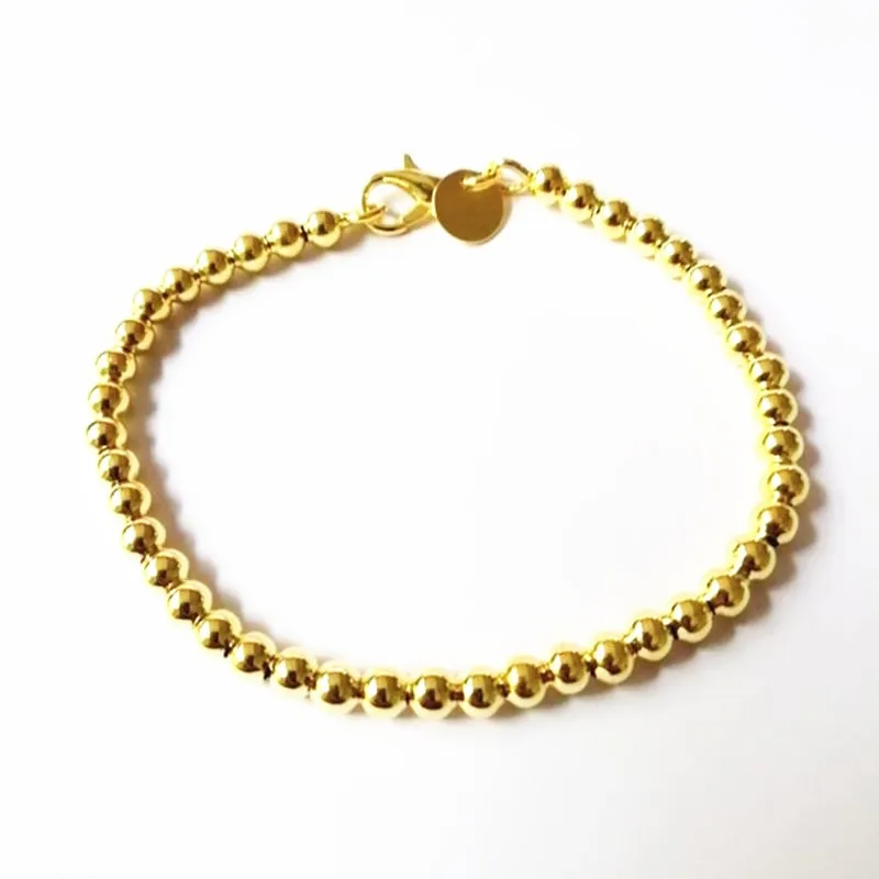 Beautiful fashion Elegant Gold color silver color 4MM beads chain women Letter cute Bracelet high quality Gorgeous jewelry H198