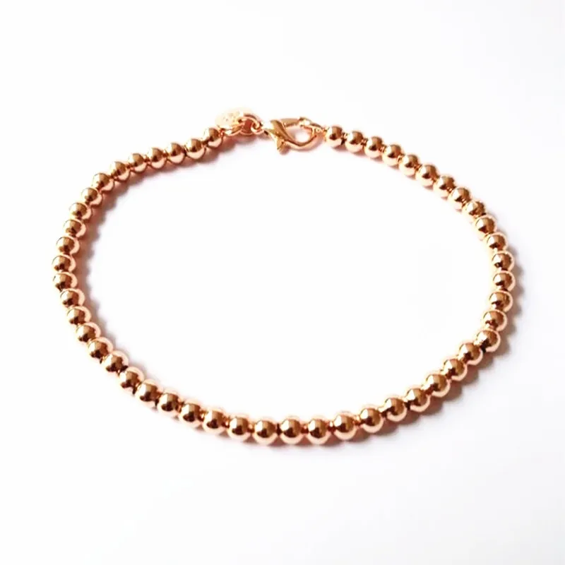 Beautiful fashion Elegant Gold color silver color 4MM beads chain women Letter cute Bracelet high quality Gorgeous jewelry H198