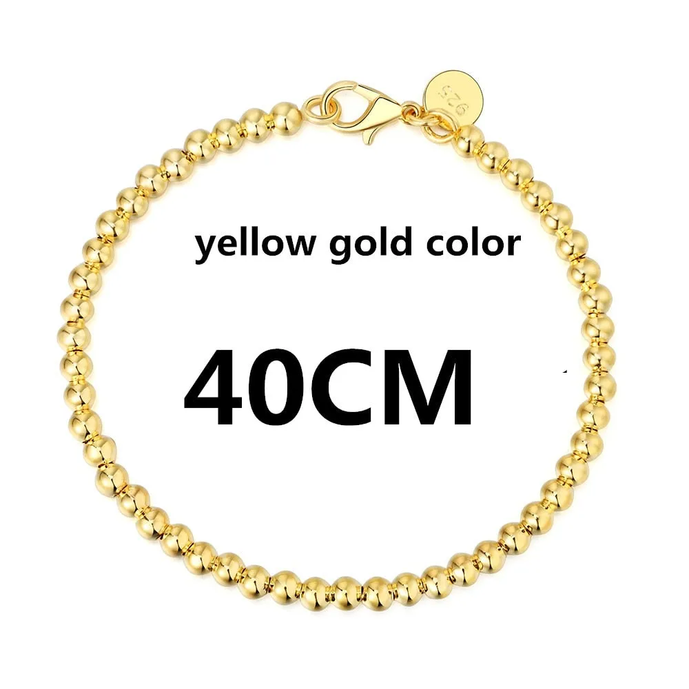 Beautiful fashion Elegant Gold color silver color 4MM beads chain women Letter cute Bracelet high quality Gorgeous jewelry H198