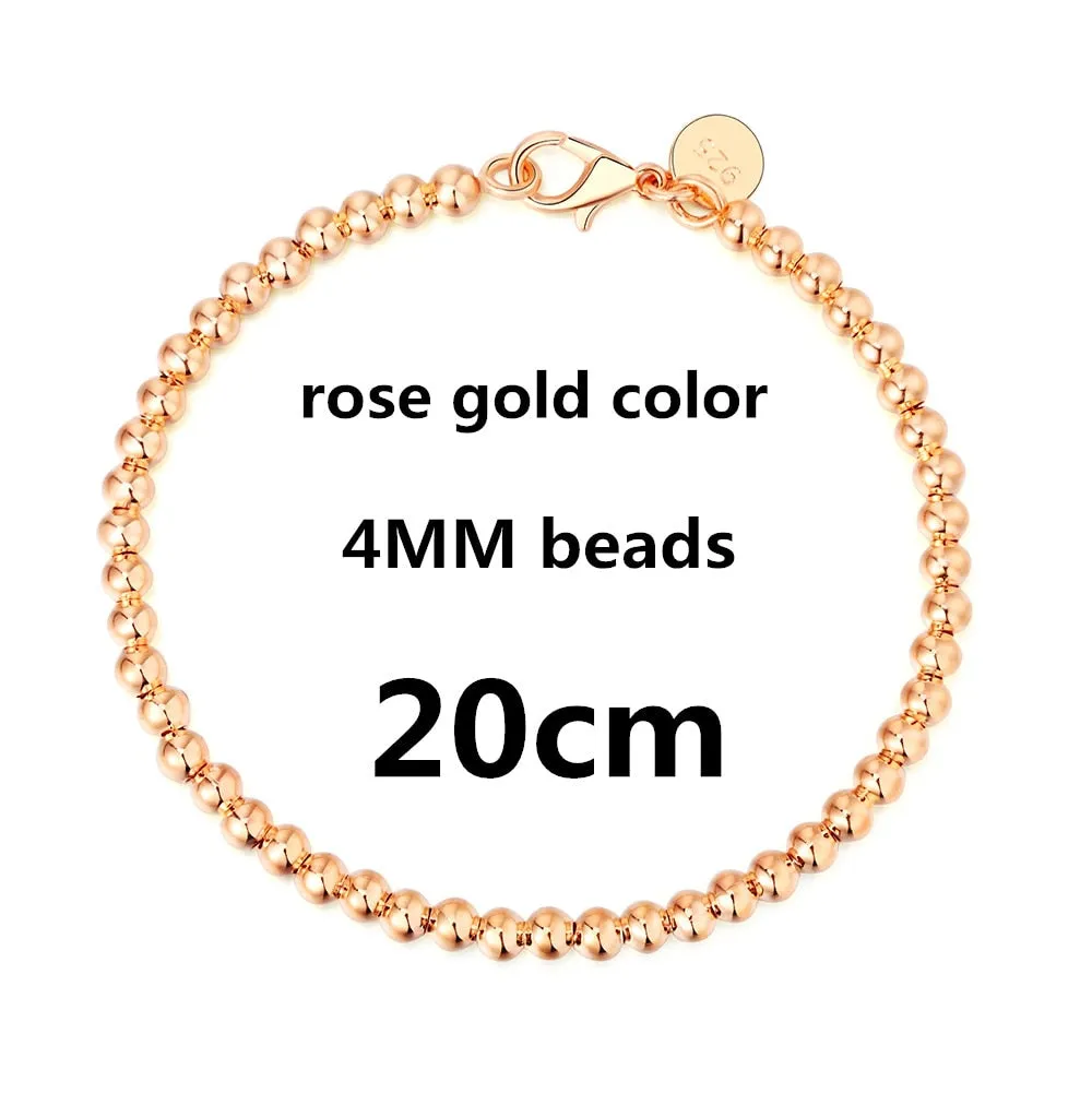 Beautiful fashion Elegant Gold color silver color 4MM beads chain women Letter cute Bracelet high quality Gorgeous jewelry H198