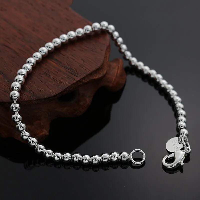 Beautiful fashion Elegant Gold color silver color 4MM beads chain women Letter cute Bracelet high quality Gorgeous jewelry H198
