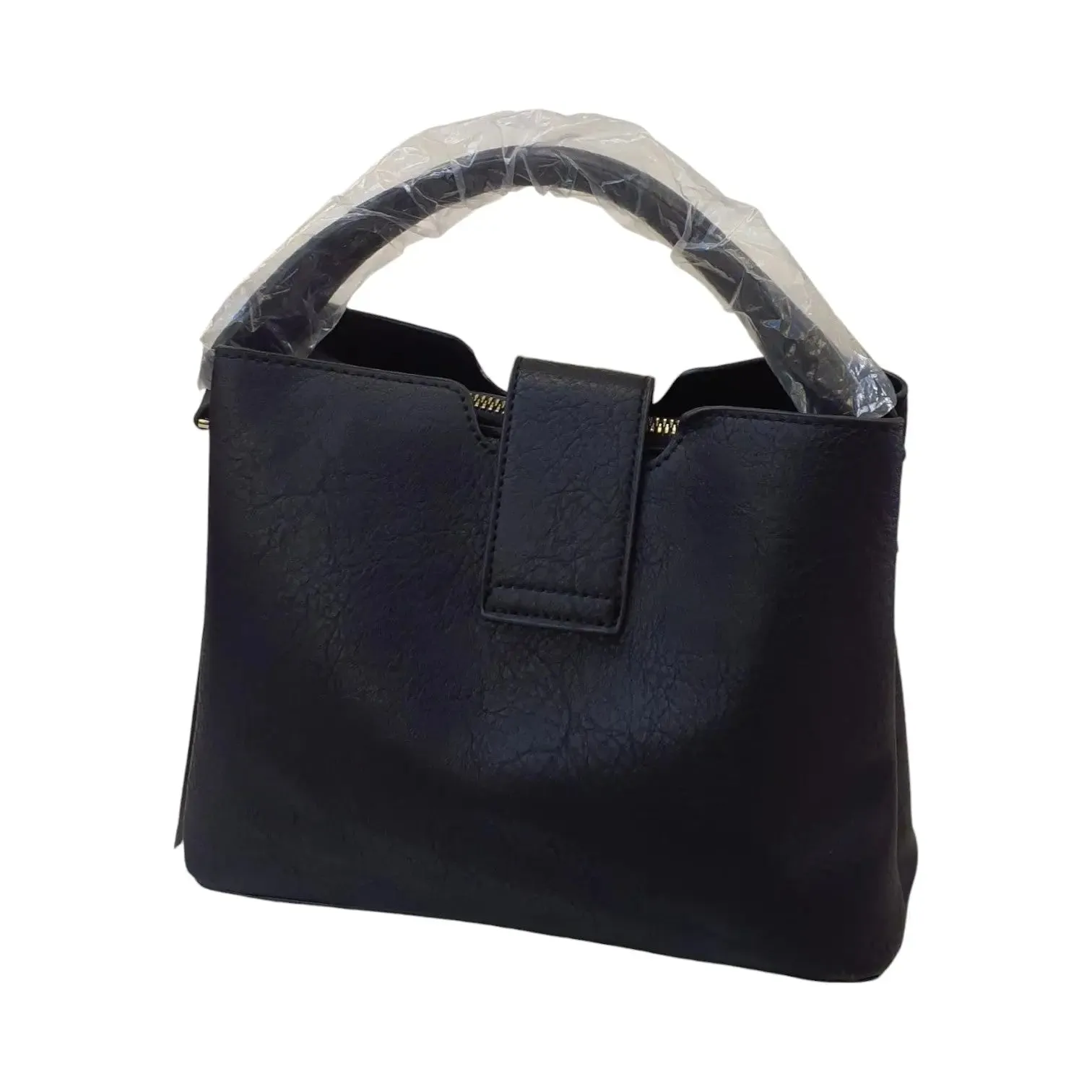 Black Butterfly Accent Leather Handbag