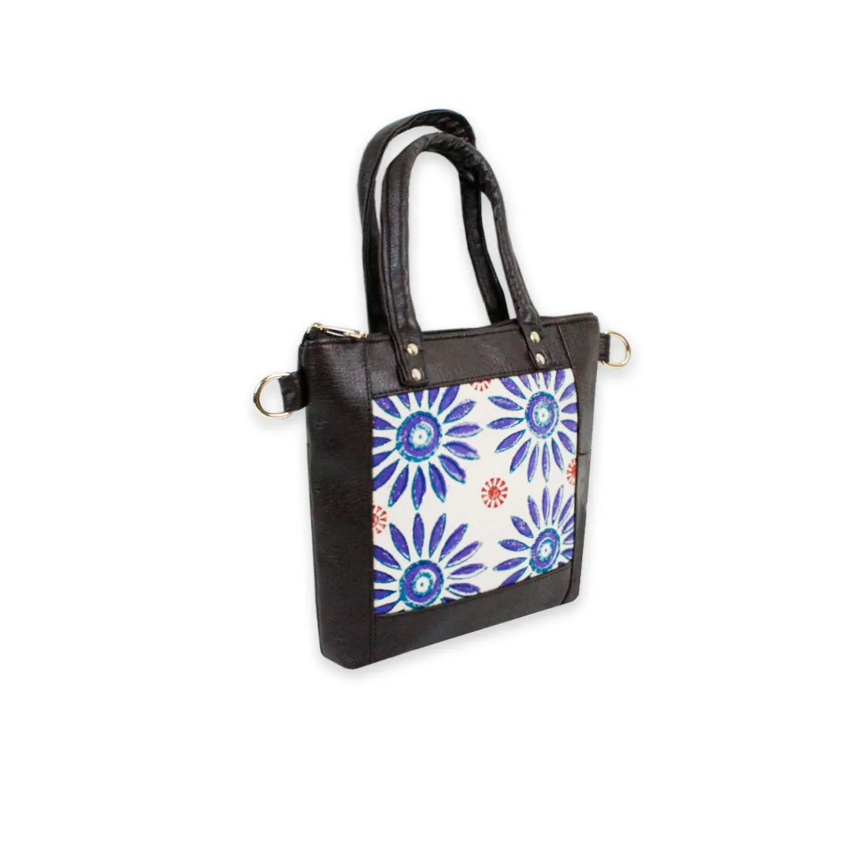 Block-Printed Bloom Handbag with Sling