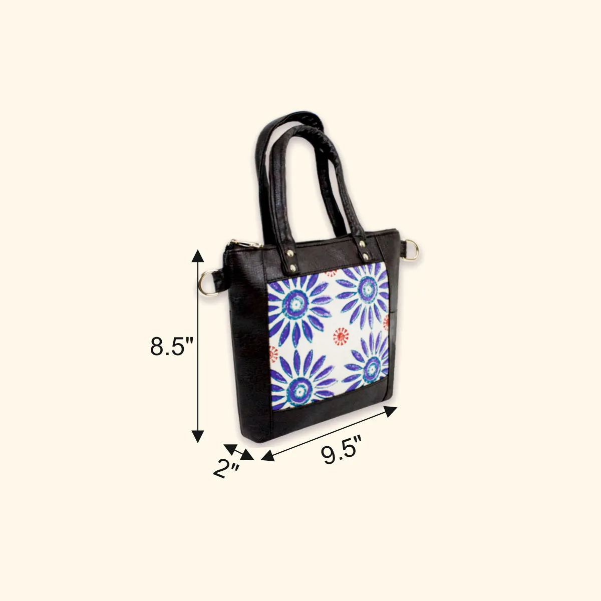 Block-Printed Bloom Handbag with Sling