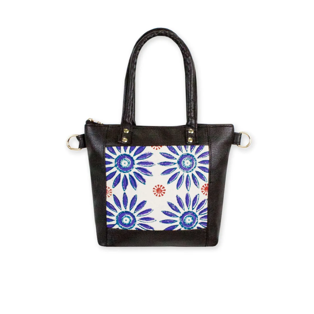 Block-Printed Bloom Handbag with Sling