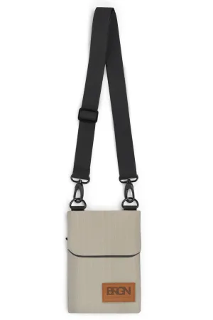 BRGN Messenger Purse Bag Taupe Pinstripe 37013X2 139
