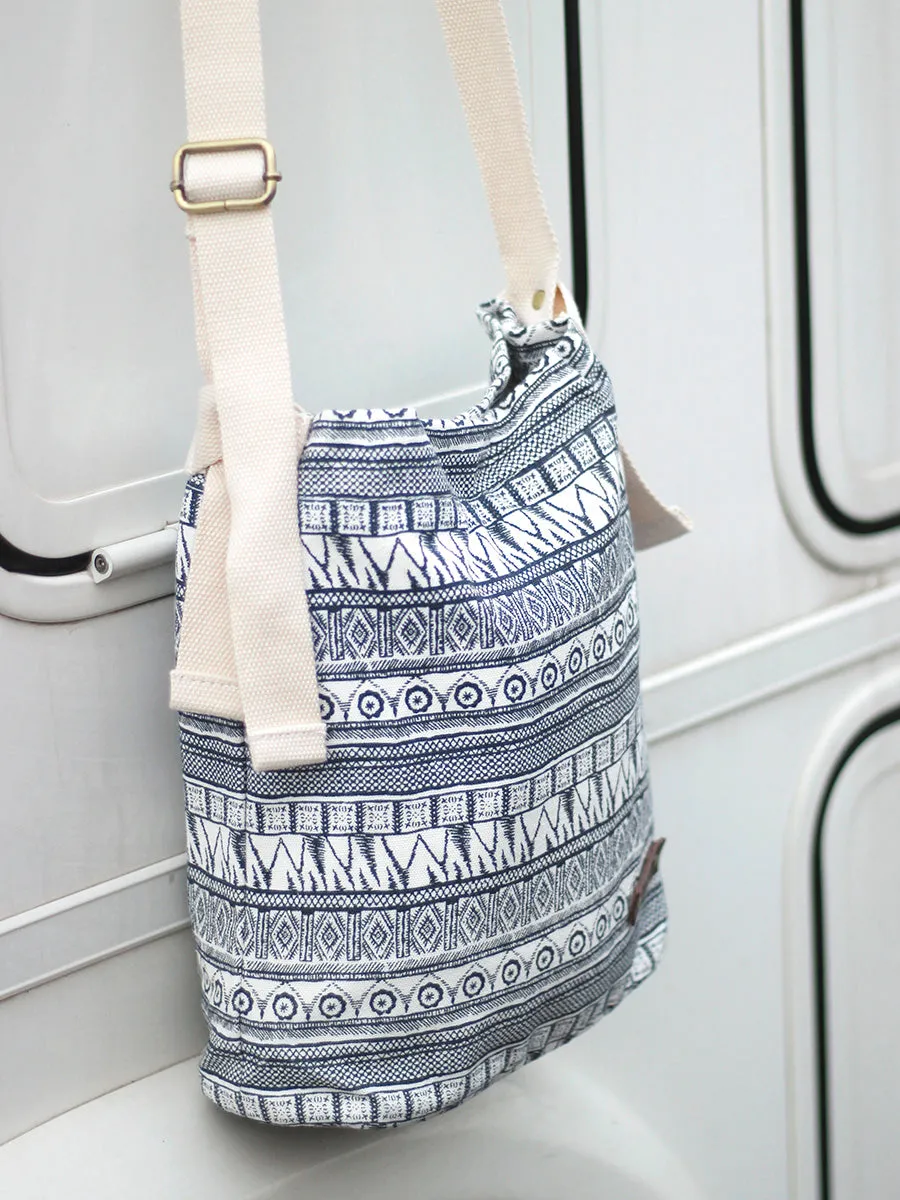 Canvas Bohemian Print Small Shoulder Bag Tote Womens Canvas Bucket Tote Bag for Women