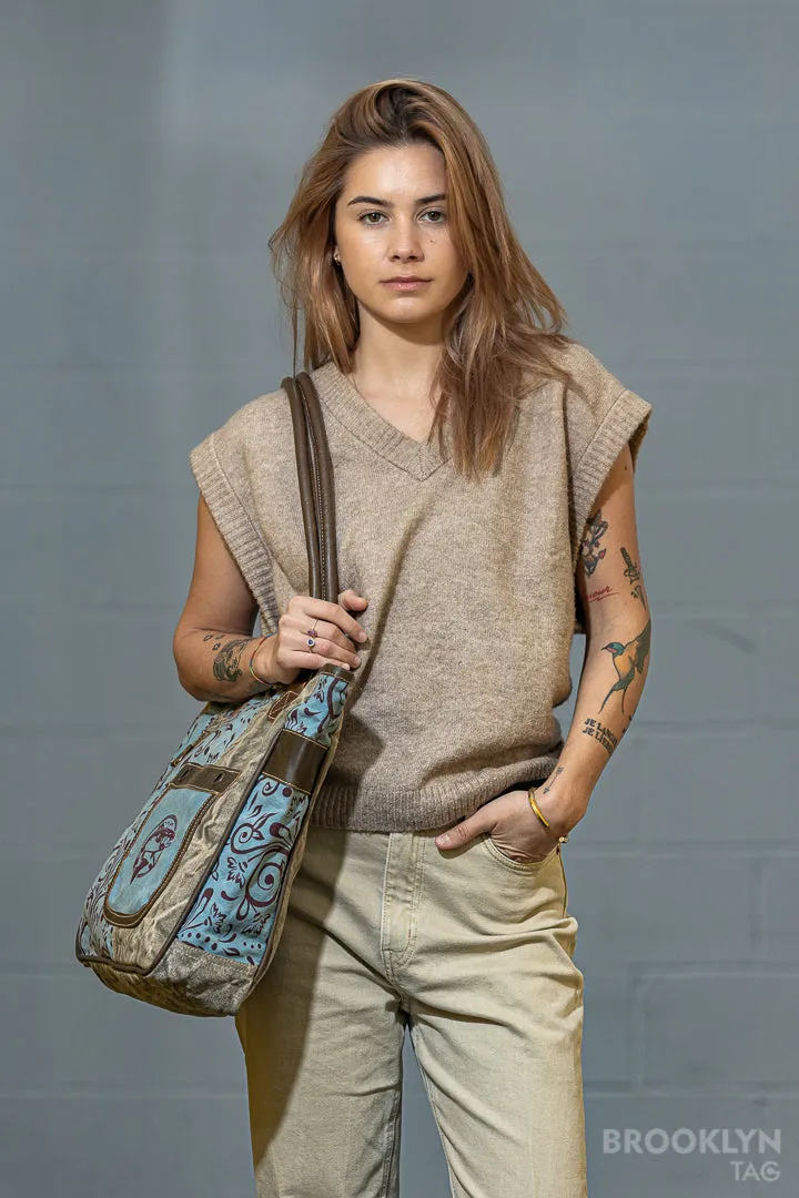Canvas Tote Bag with Fish & Ornaments