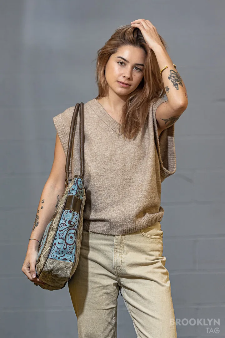 Canvas Tote Bag with Fish & Ornaments