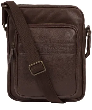 'Capitan' Cocoa Leather Cross Body Bag