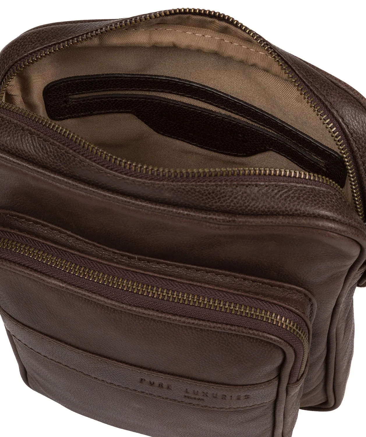 'Capitan' Cocoa Leather Cross Body Bag