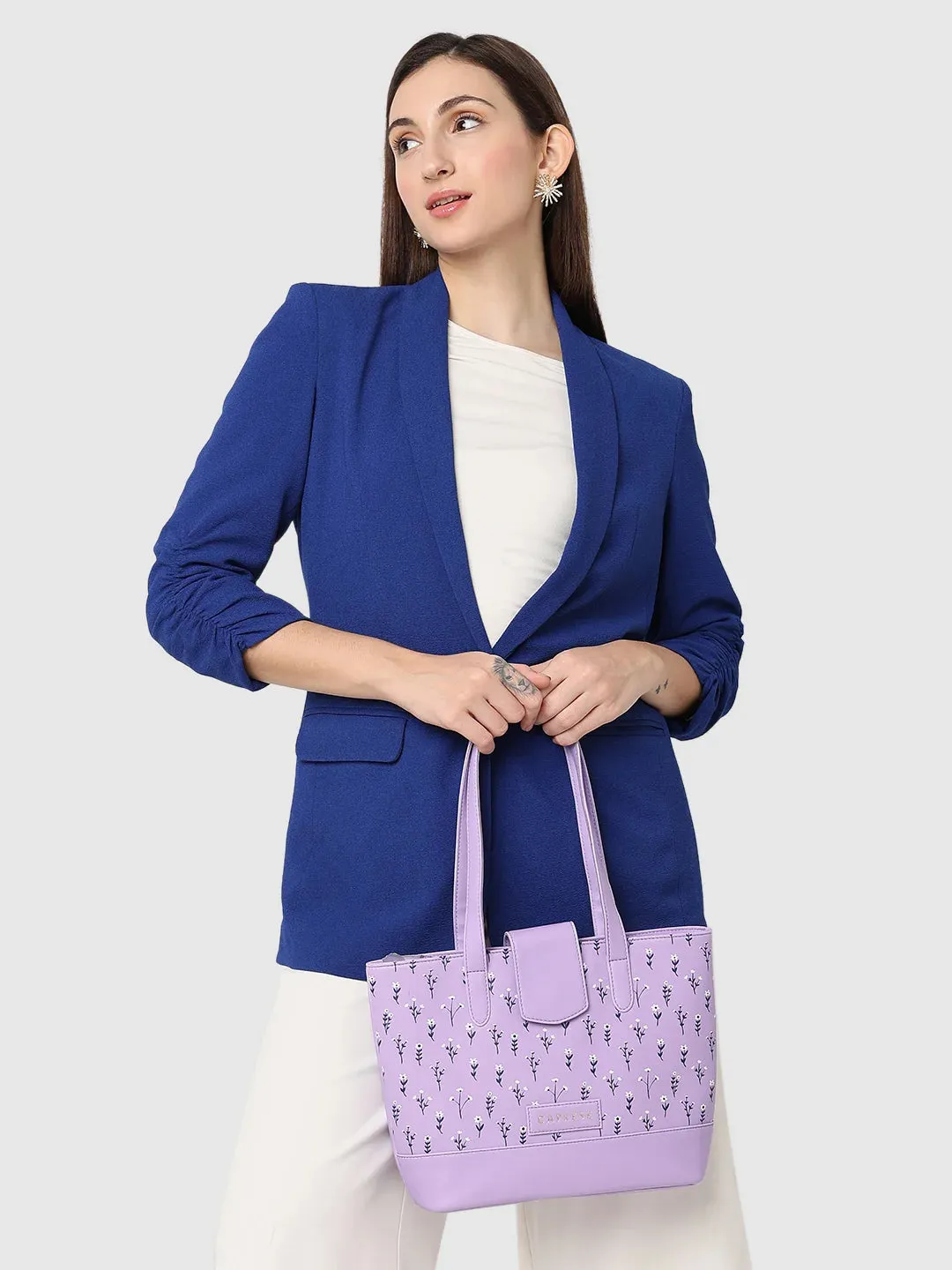 Caprese Pensa Small Tote Printed Faux Leather For Women Lilac
