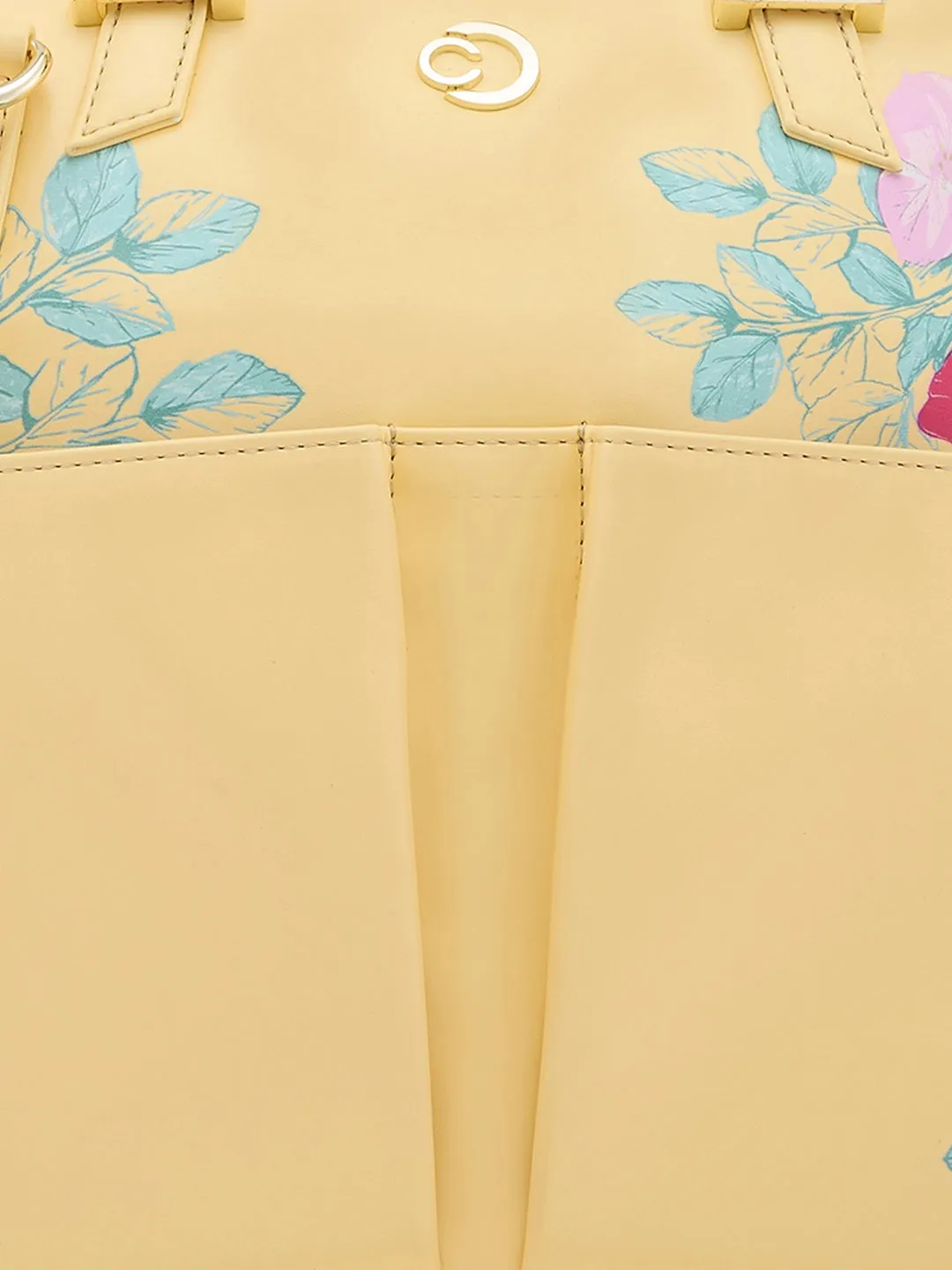 Caprese Shanaya Satchel Medium Printed Women's Handbag Yellow