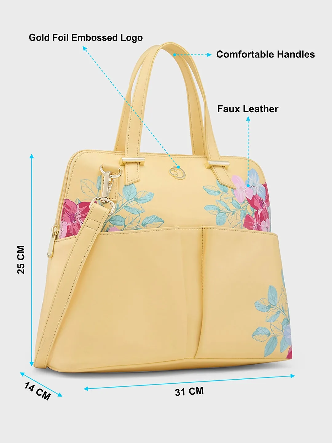 Caprese Shanaya Satchel Medium Printed Women's Handbag Yellow