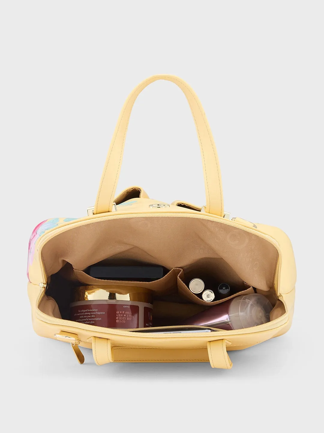 Caprese Shanaya Satchel Medium Printed Women's Handbag Yellow