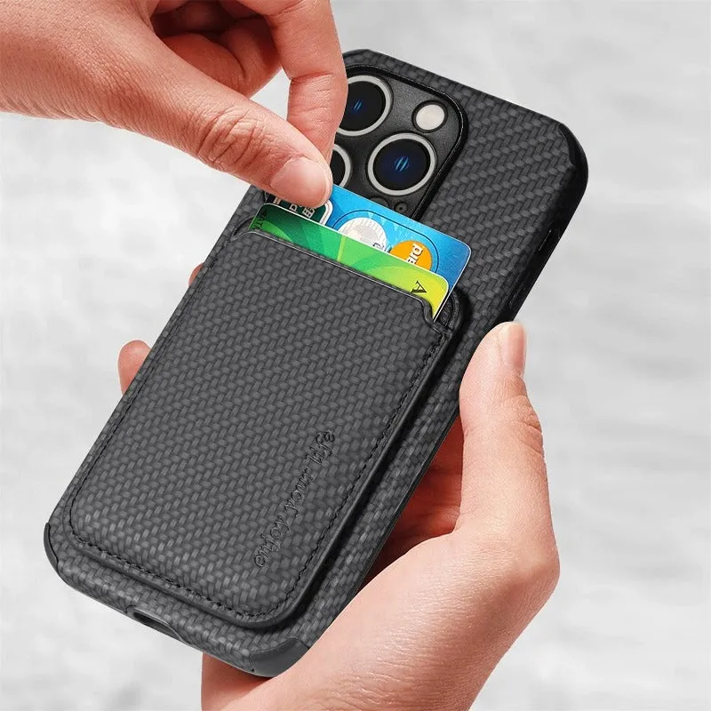 Carbon Magsafe Phone Case  With Magnetic Back Card Bag For IPhone