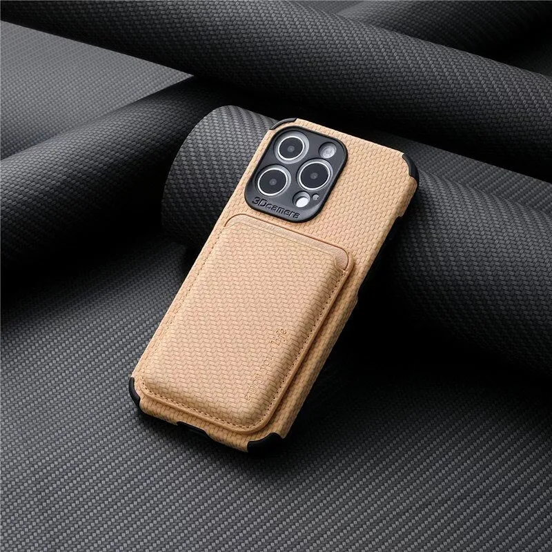 Carbon Magsafe Phone Case  With Magnetic Back Card Bag For IPhone