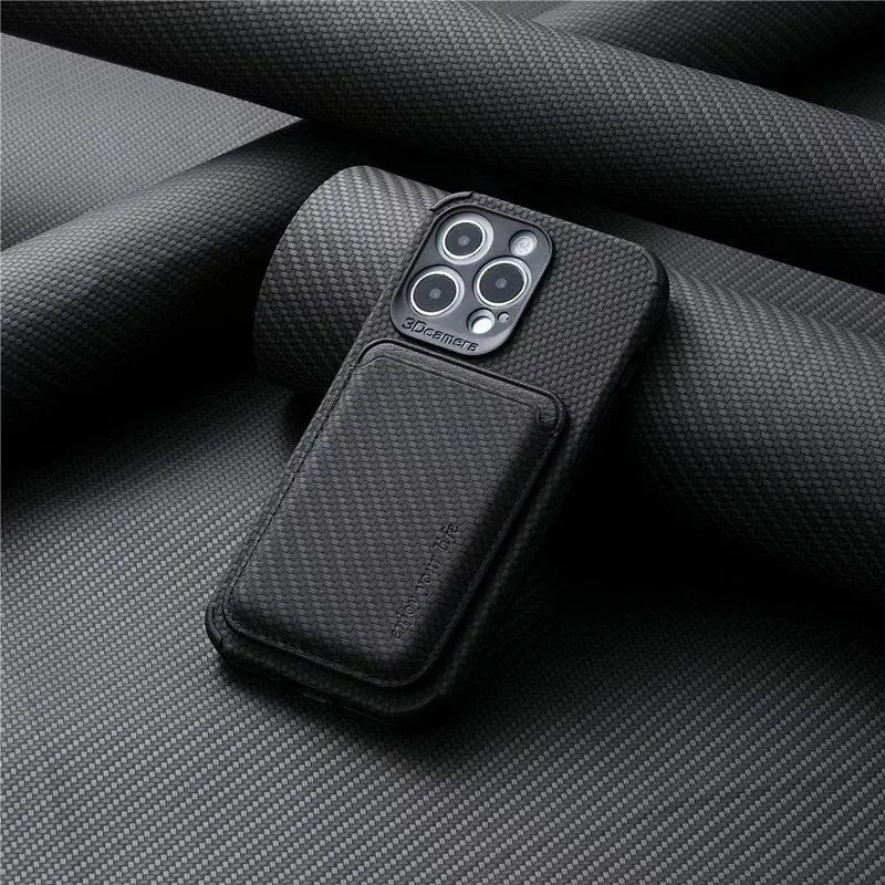 Carbon Magsafe Phone Case  With Magnetic Back Card Bag For IPhone