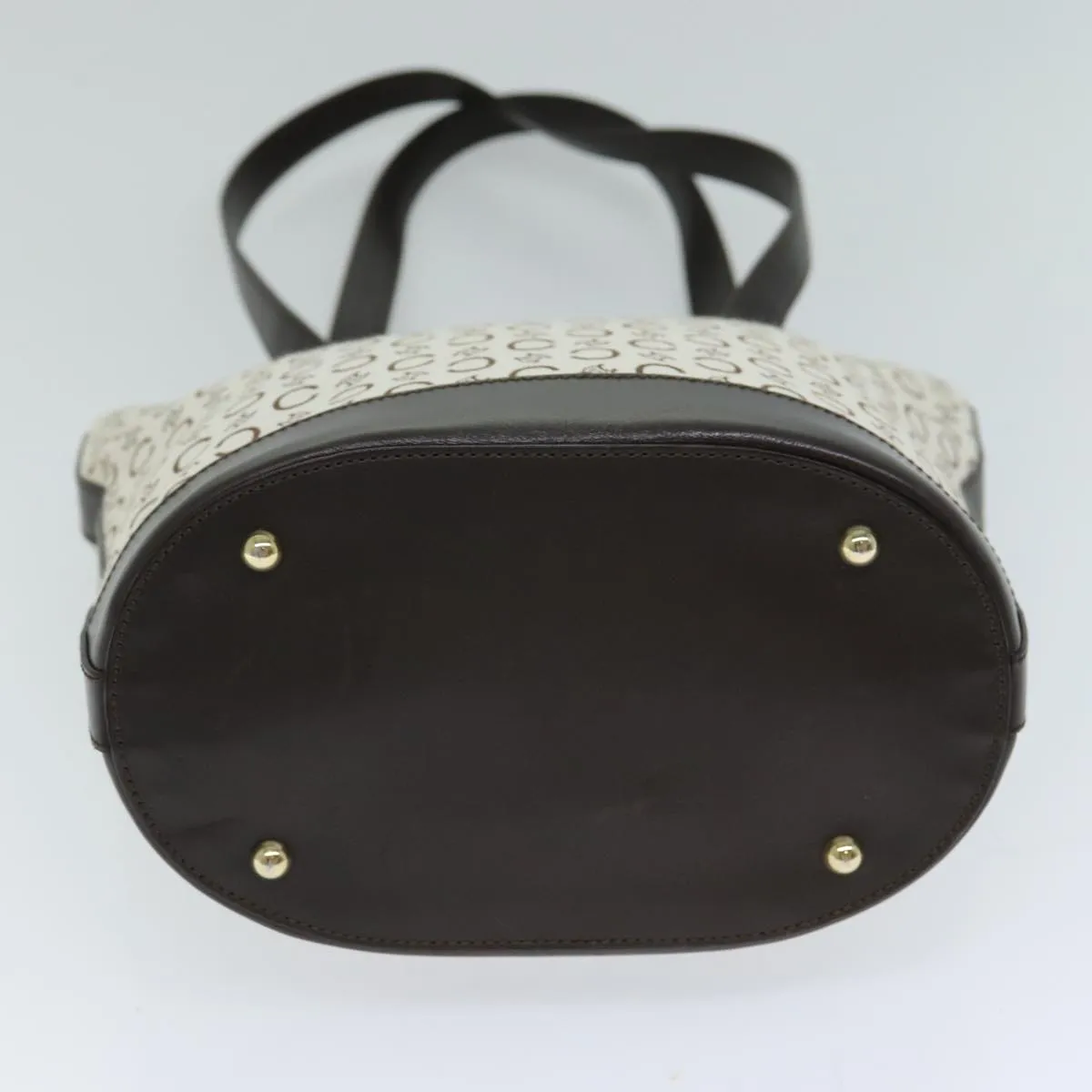 CELINE C Macadam Canvas Hand Bag White Auth 79191